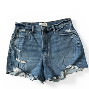 Abercrombie & Fitch Distressed Blue Denim Shorts